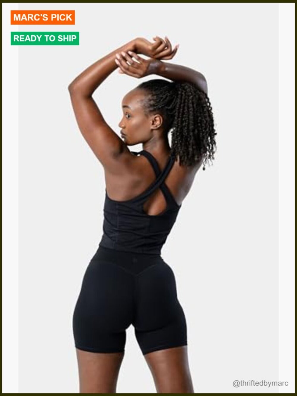 High Waisted 6" Inseam Biker Shorts No Front Seam Squat Proof Thigh Friendly - Picture 4 of 6